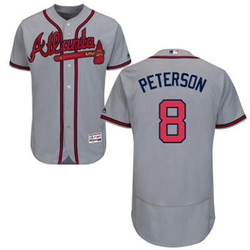 Braves #8 Jace Peterson Grey Flexbase Authentic Collection Stitched MLB Jersey - Click Image to Close